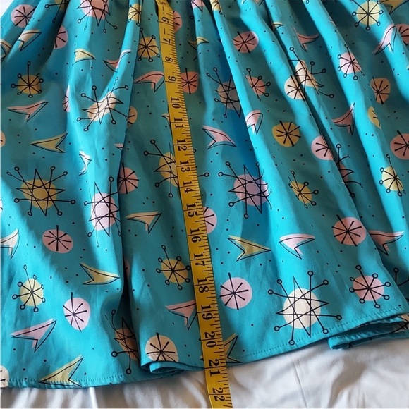 Sourpuss Sputnik Swing Skirt Turquoise Atomic 1960's Women’s Small Pinup - Picture 7 of 7